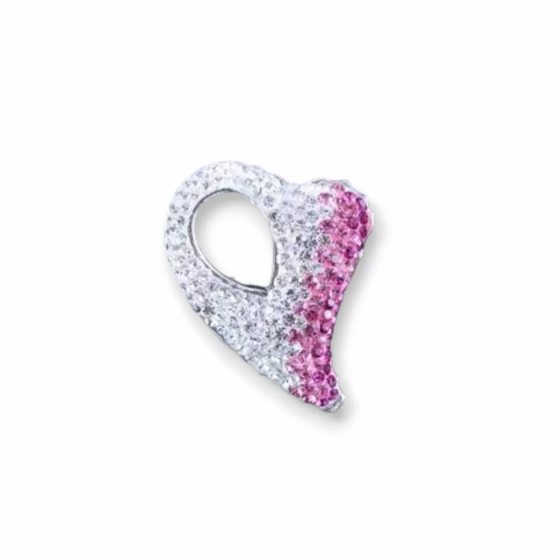 Pendente Di Argento 925 Con Strass Cuore Forato 25x28mm 1pz-ARGENTO 925 DESIGN ITALY | Worldofjewel.com