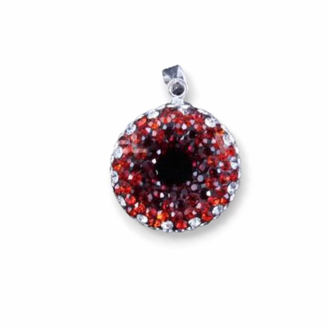 Pendente Di Argento 925 Con Strass Tondo Forato 20mm 1pz-ARGENTO 925 DESIGN ITALY | Worldofjewel.com