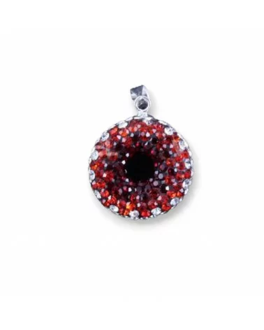 Pendente Di Argento 925 Con Strass Tondo Forato 20mm 1pz-ARGENTO 925 DESIGN ITALY | Worldofjewel.com