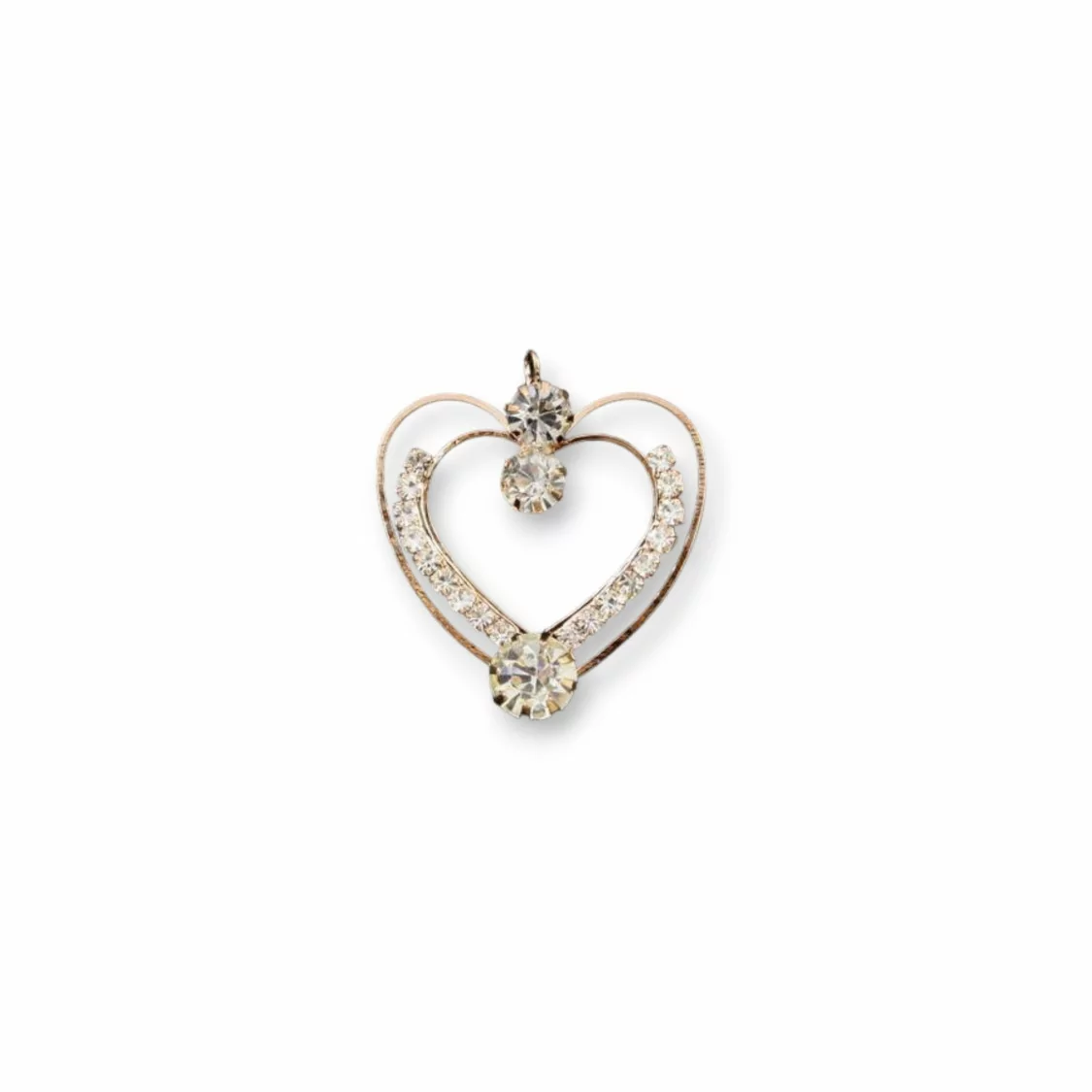 Pendente Di Ottone Con Strass Cuore 33x35mm 13pz Ramato-CIONDOLI DI OTTONE | Worldofjewel.com