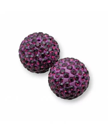 Palline Di Strass Mezzo Foro Tondo 16mm 6pz Viola-COMPONENTI DI CRISTALLI E STRASS | Worldofjewel.com