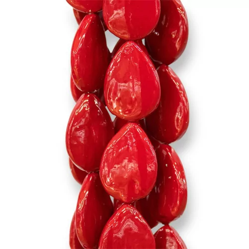 Perle Di Maiorca Rosso Gocce Piatto Barocca 18x25mm-PERLE ROSSE | Worldofjewel.com