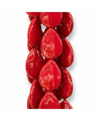 Perle Di Maiorca Rosso Gocce Piatto Barocca 18x25mm-PERLE ROSSE | Worldofjewel.com