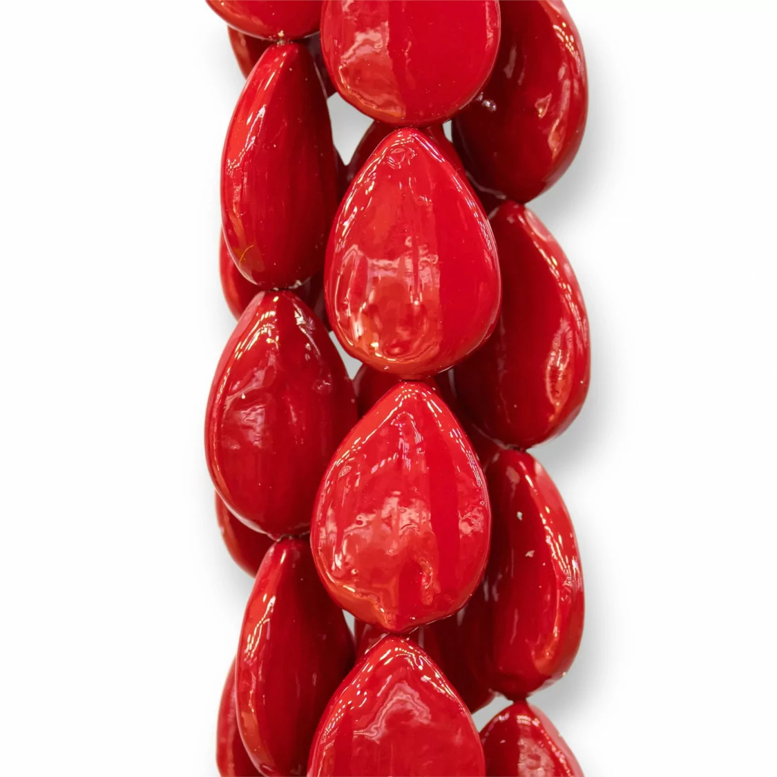 Perle Di Maiorca Rosso Gocce Piatto Barocca 20x30mm-PERLE ROSSE | Worldofjewel.com