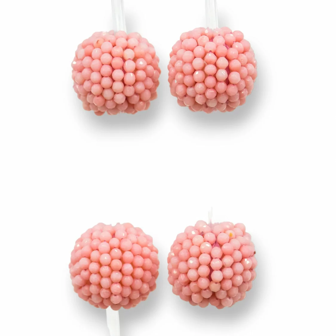 Pietra Mora Intrecciata Sfera Tonda Liscia Di Corallo Rosa 24mm 7pz-PERLINE MORE INTRECCIATE | Worldofjewel.com