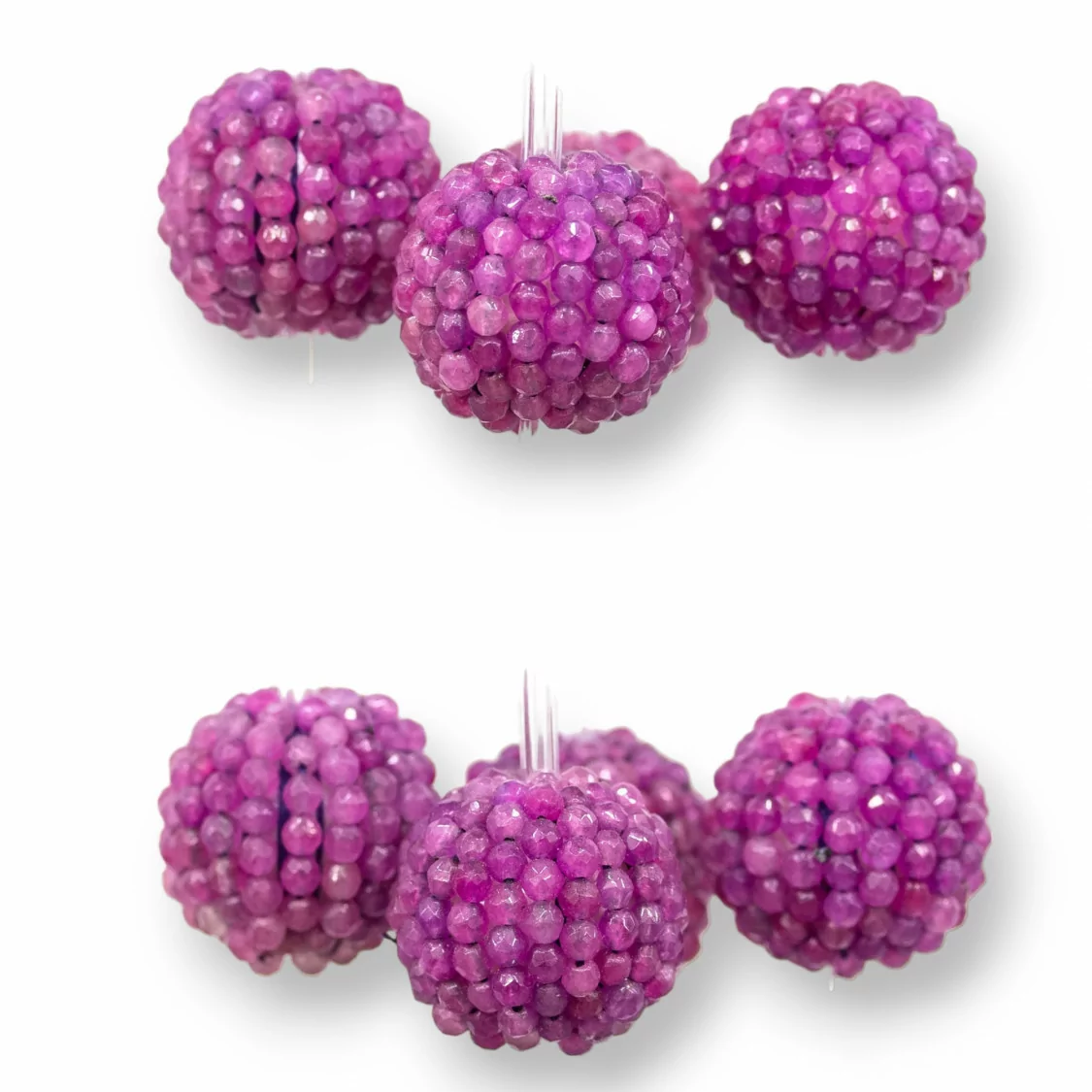 Pietra Mora Intrecciata Sfera Tonda Liscia Di Giada Viola 24mm 7pz-PERLINE MORE INTRECCIATE | Worldofjewel.com