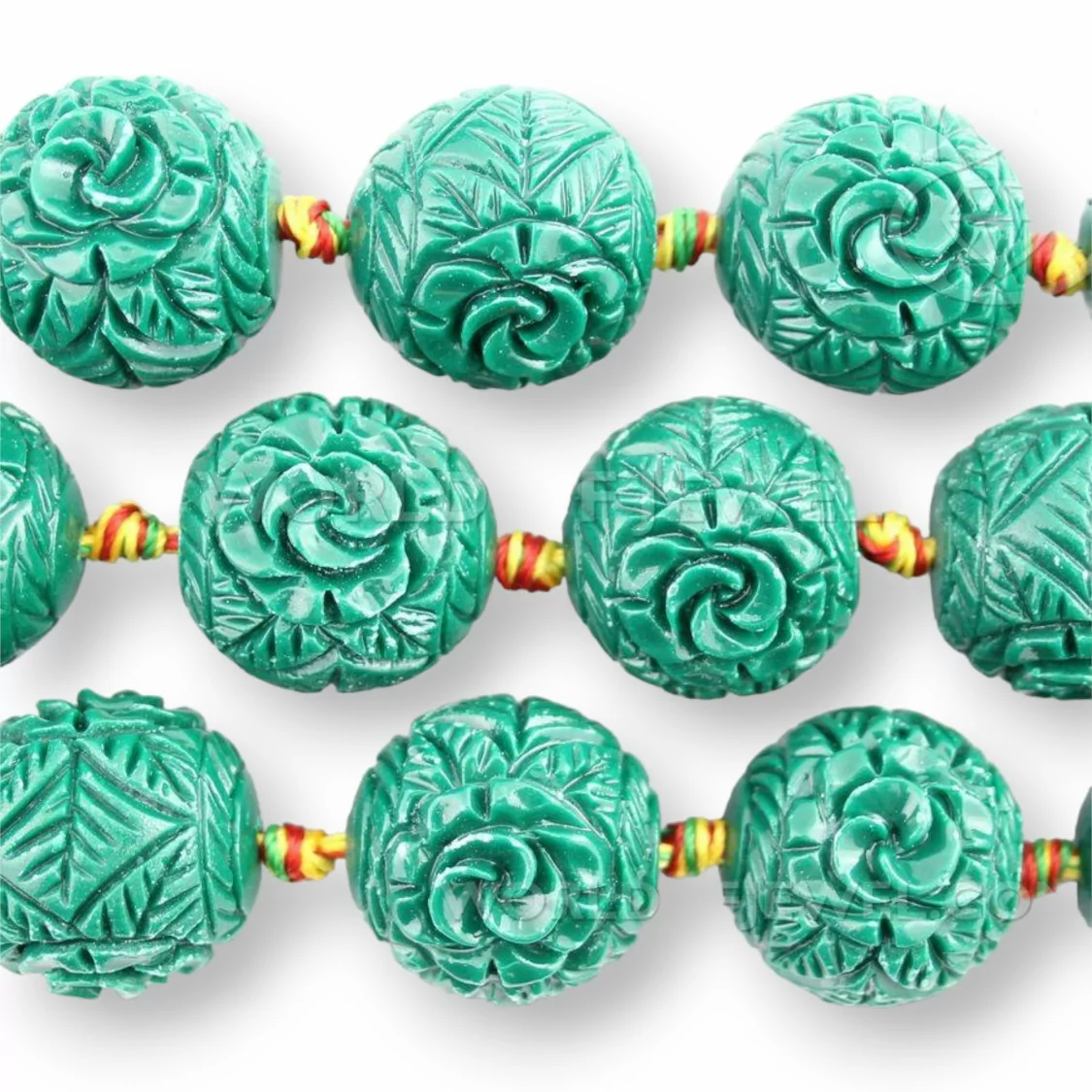 Resina Sfera Incisa 18mm Fiore Verde-RESINA A FILO | Worldofjewel.com