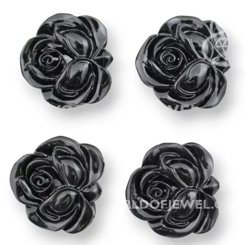 Resina Rosa Bifaccia 33mm 10pz Nero-RESINA A FILO | Worldofjewel.com