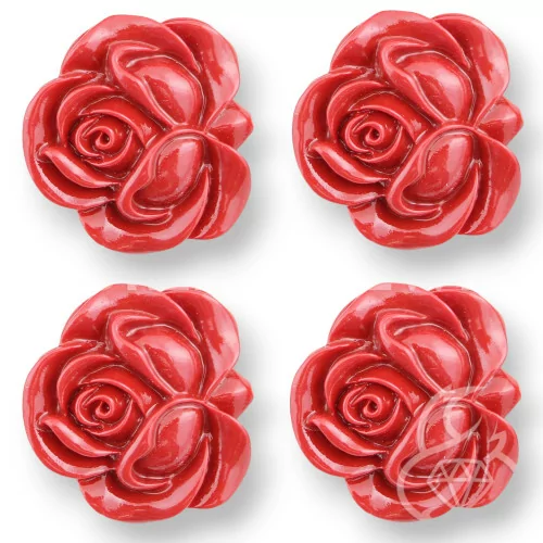 Resina Rosa Bifaccia 33mm 10pz Rosso-RESINA A FILO | Worldofjewel.com