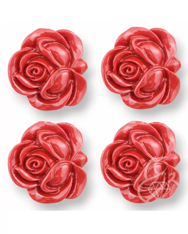 Resina Rosa Bifaccia 33mm 10pz Rosso-RESINA A FILO | Worldofjewel.com