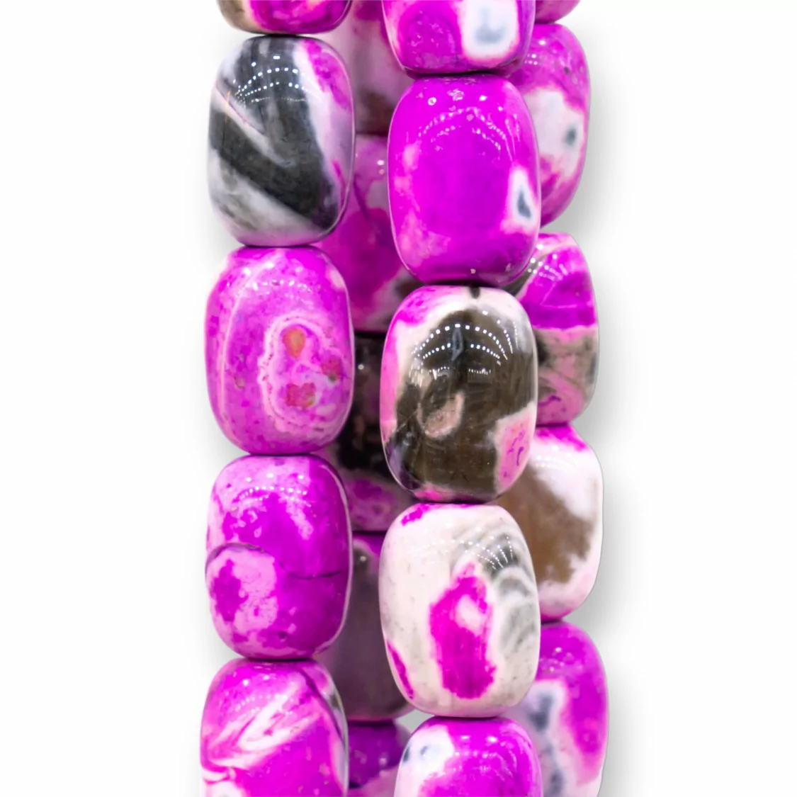 Agata Bicolore Striata Barilotto 13x18mm Nera e Fucsia-AGATA FUCSIA | Worldofjewel.com