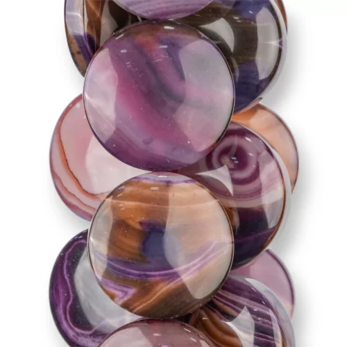 Agata Viola Striata Tondo Piatto 35-50mm Sfumato-AGATA VIOLA | Worldofjewel.com