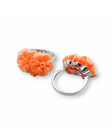 Anello Di Bronzo E Resina Fiore 22x16mm Arancio-ANELLI BIJOUX | Worldofjewel.com