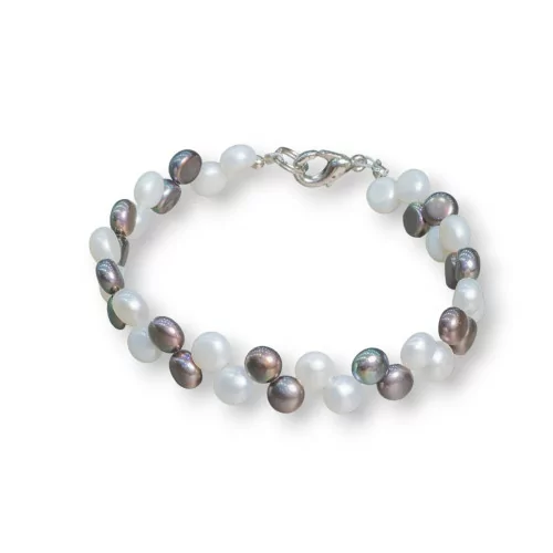 Bracciale Di Perle Di Fiume Coin Intrecciate Mix-BRACCIALI DI PIETRE E PERLE | Worldofjewel.com