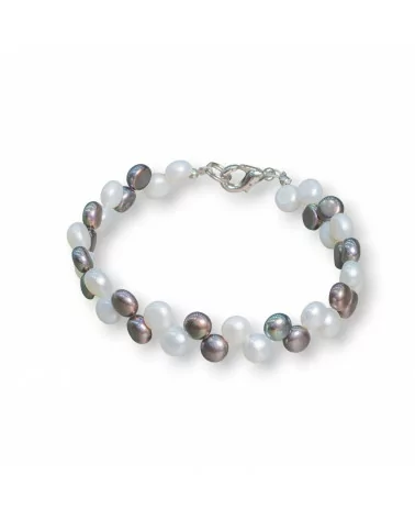 Bracciale Di Perle Di Fiume Coin Intrecciate Mix-BRACCIALI DI PIETRE E PERLE | Worldofjewel.com