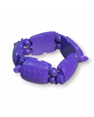 Bracciale Di Pietre Dure Tartaruga Grande 30x42mm Resina Viola-BRACCIALI BIJOUX | Worldofjewel.com