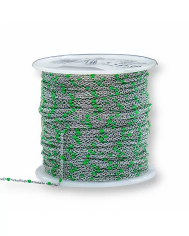 Catena Di Acciaio Forzatina Smaltato 1,3mm 20 Metri Acciaio Verde Chiaro-CATENE SMALTATE | Worldofjewel.com