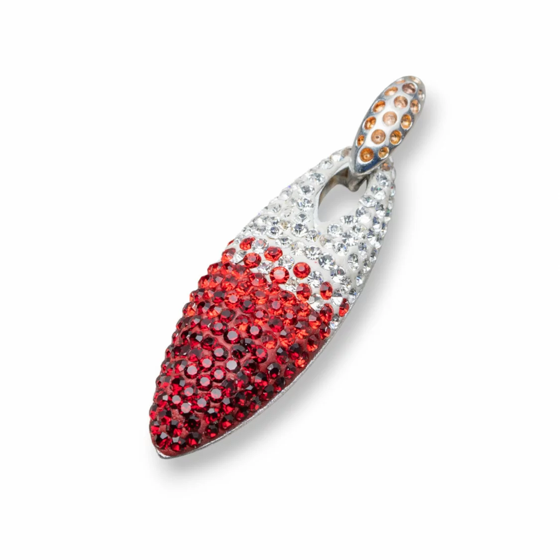 Ciondolo Pendente Di Argento 925 Con Strass Pave' 12x38mm Rosso-ARGENTO 925 DESIGN ITALY | Worldofjewel.com