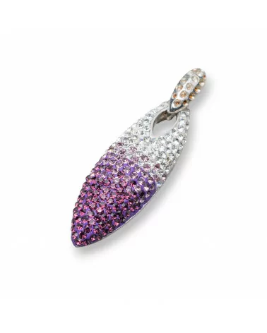 Ciondolo Pendente Di Argento 925 Con Strass Pave' 12x38mm Viola-ARGENTO 925 DESIGN ITALY | Worldofjewel.com