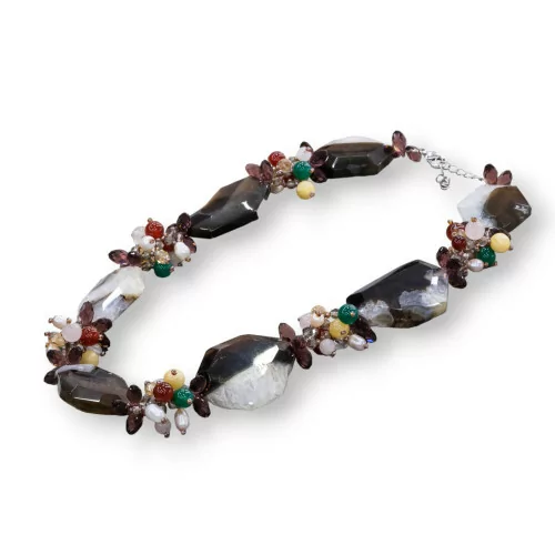 Collana Di Pietre Dure E Cristalli Con Chiusura di Ottone 50cm-OFFERTE COLLANE | Worldofjewel.com