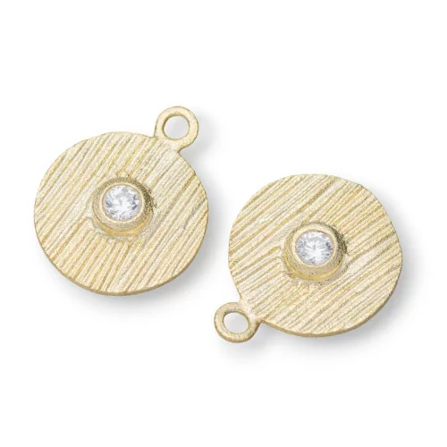 Ciondolo Pendente Di Argento 925 Coin Satinato Con Punto Luce 12x15mm 6pz Dorato-ARGENTO 925 DESIGN ITALY | Worldofjewel.com