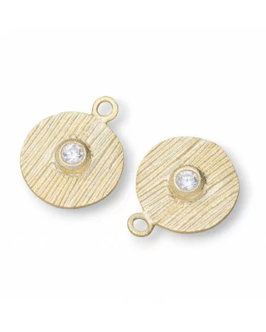 Ciondolo Pendente Di Argento 925 Coin Satinato Con Punto Luce 12x15mm 6pz Dorato-ARGENTO 925 DESIGN ITALY | Worldofjewel.com