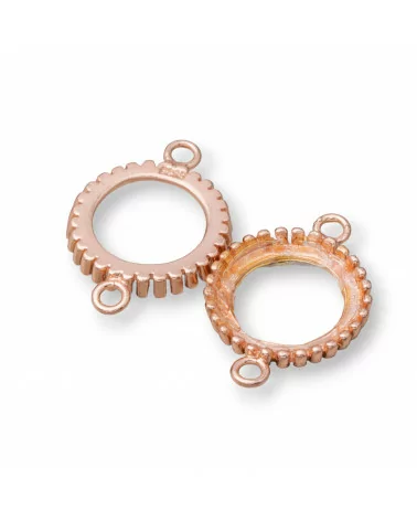 Componente Castone Di Argento 925 Connettore Tondo Esterno 14mm Interno 12mm 6pz Oro Rosa- CABOCHON DI PIETRE DURE | Worldofjewel.com