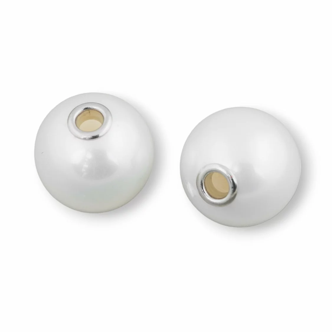 Componente Palline Intramezzo Sfera Foro Largo Di Perle Di Maiorca Con Argento 925 16mm 4pz-COMPONENTI DI PIETRE DURE | Worldofjewel.com