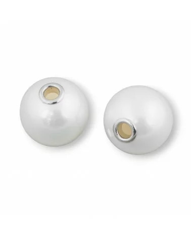 Componente Palline Intramezzo Sfera Foro Largo Di Perle Di Maiorca Con Argento 925 16mm 4pz-COMPONENTI DI PIETRE DURE | Worldofjewel.com