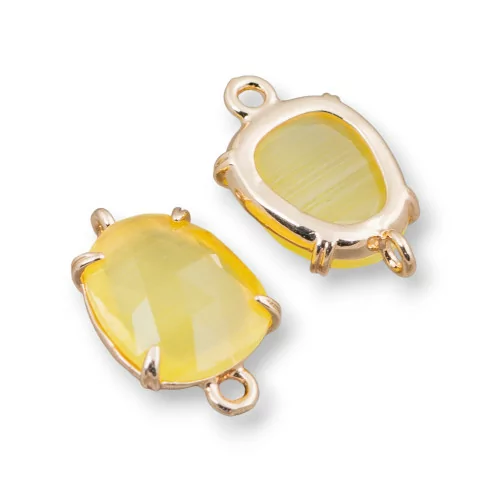 Connettore Componente Di Ottone Con Occhio Di Gatto Sfaccettato 11x17mm 16pz Giallo- MANGO | Worldofjewel.com