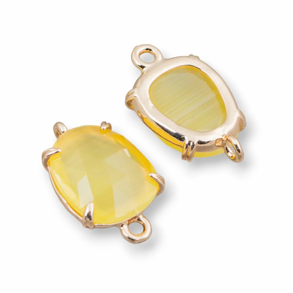 Connettore Componente Di Ottone Con Occhio Di Gatto Sfaccettato 11x17mm 16pz Giallo- MANGO | Worldofjewel.com