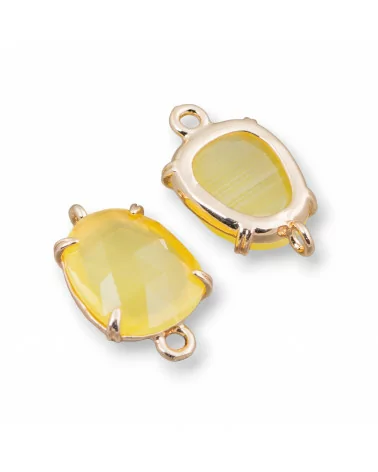 Connettore Componente Di Ottone Con Occhio Di Gatto Sfaccettato 11x17mm 16pz Giallo- MANGO | Worldofjewel.com