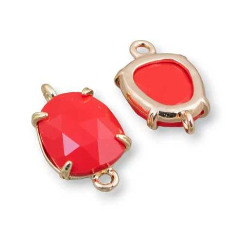 Connettore Componente Di Ottone Con Occhio Di Gatto Sfaccettato 11x17mm 16pz Rosso- MANGO | Worldofjewel.com