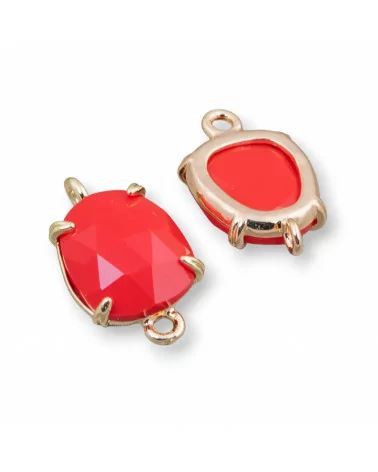 Connettore Componente Di Ottone Con Occhio Di Gatto Sfaccettato 11x17mm 16pz Rosso- MANGO | Worldofjewel.com