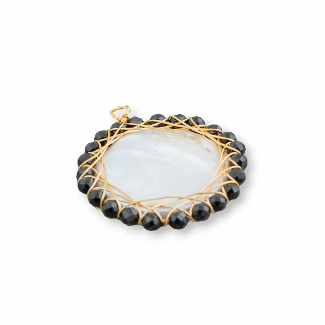 Connettore Componente Di Perle Di Fiume Con Pietre Diamond Cut Intrecciati 26mm 1pz-COMPONENTI DI PIETRE DURE | Worldofjewel.com