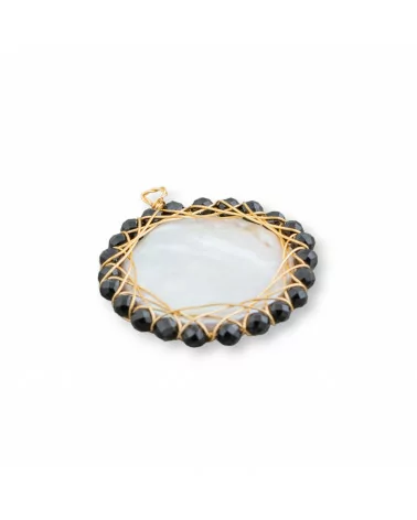 Connettore Componente Di Perle Di Fiume Con Pietre Diamond Cut Intrecciati 26mm 1pz-COMPONENTI DI PIETRE DURE | Worldofjewel.com