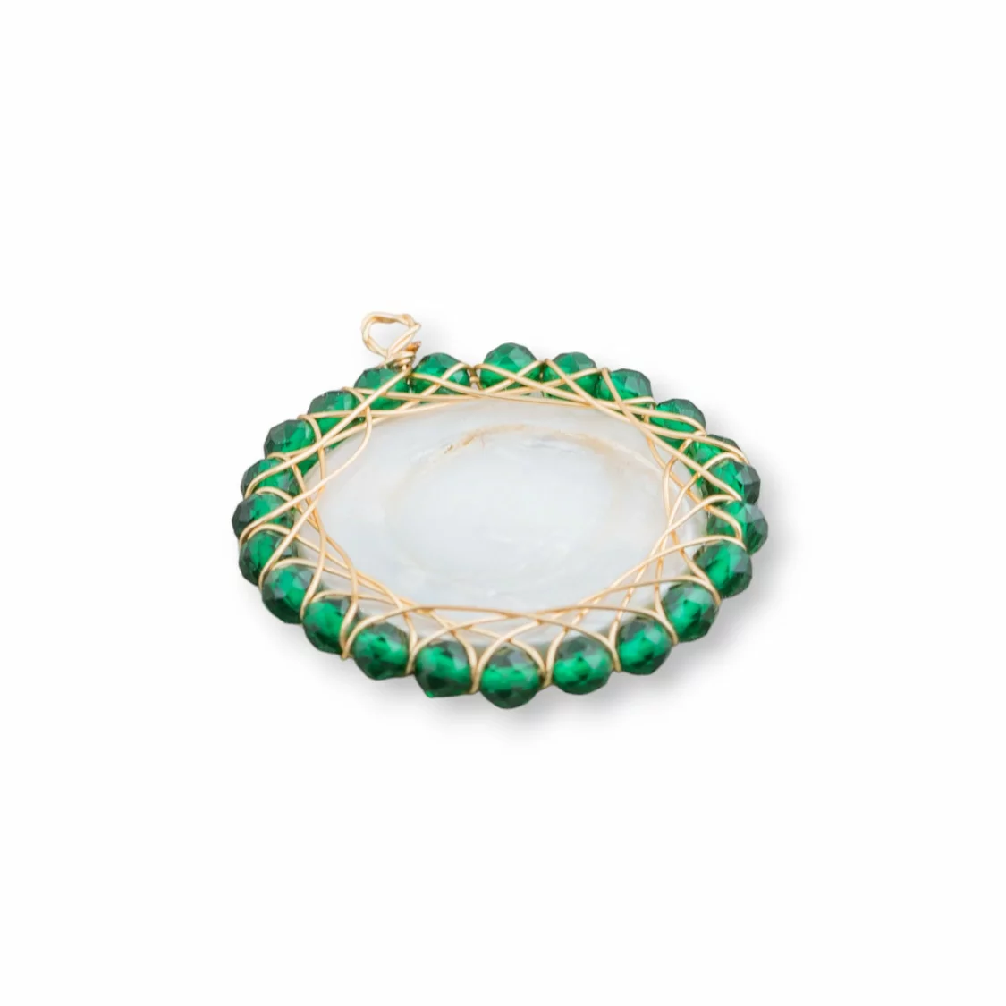 Connettore Componente Di Perle Di Fiume Con Pietre Diamond Cut Intrecciati 26mm 1pz Verde-COMPONENTI DI PIETRE DURE | Worldofjewel.com