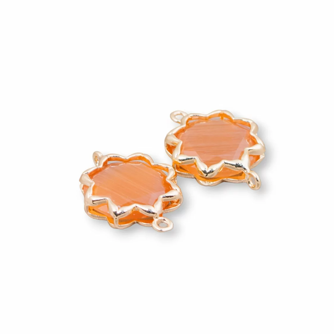 Connettore Componente Di Ottone Con Occhio Di Gatto Stella Del Mattino 16mm 8pz Arancio- STELLA DEL MATTINO | Worldofjewel.com