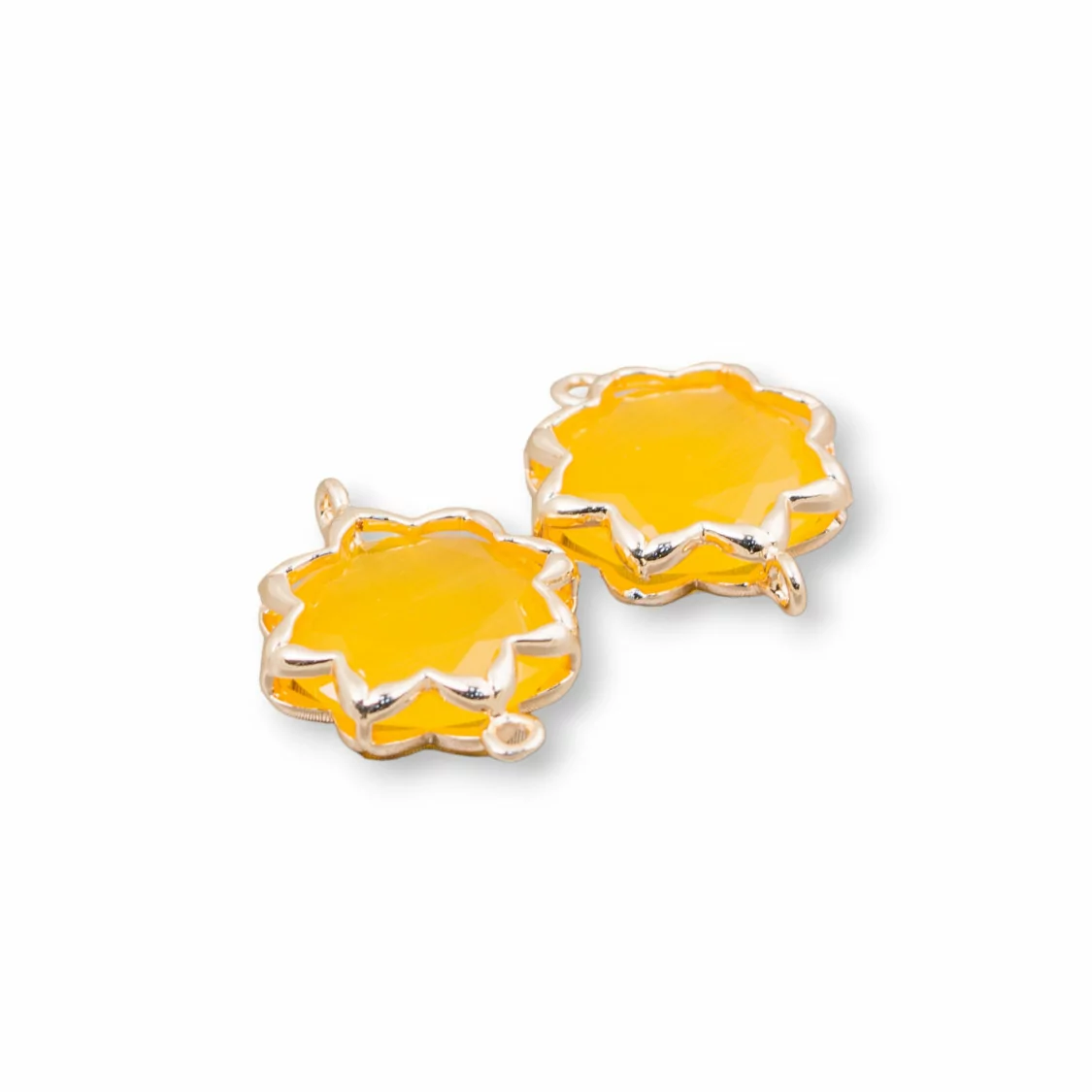 Connettore Componente Di Ottone Con Occhio Di Gatto Stella Del Mattino 16mm 8pz Giallo- STELLA DEL MATTINO | Worldofjewel.com