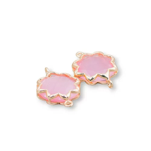 Connettore Componente Di Ottone Con Occhio Di Gatto Stella Del Mattino 16mm 8pz Rosa- STELLA DEL MATTINO | Worldofjewel.com