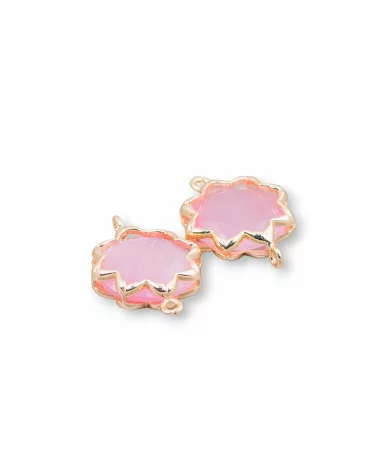 Connettore Componente Di Ottone Con Occhio Di Gatto Stella Del Mattino 16mm 8pz Rosa- STELLA DEL MATTINO | Worldofjewel.com