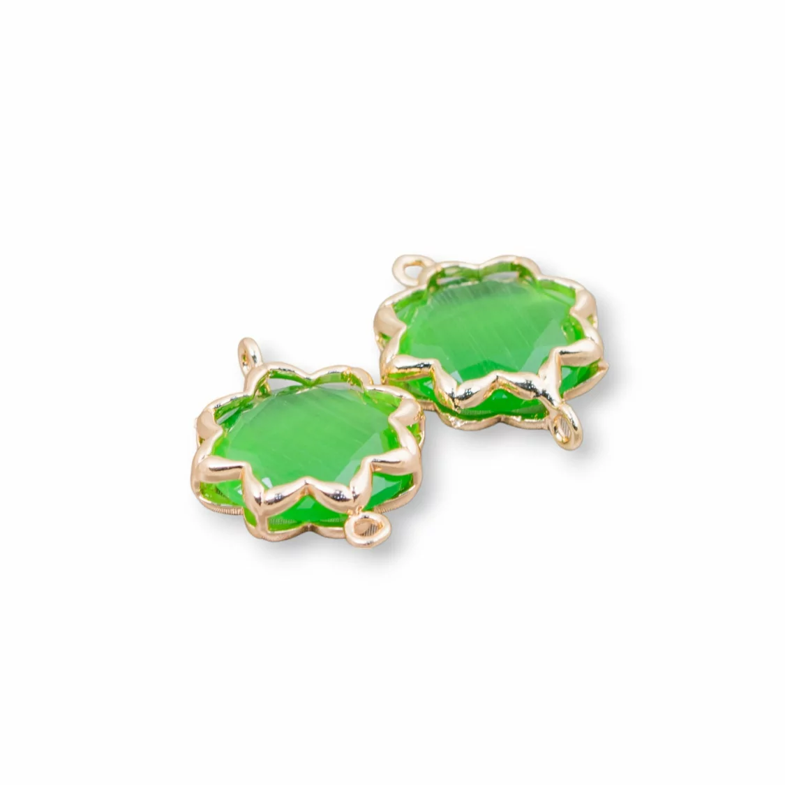 Connettore Componente Di Ottone Con Occhio Di Gatto Stella Del Mattino 16mm 8pz Verde- STELLA DEL MATTINO | Worldofjewel.com