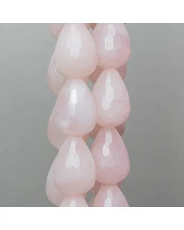 Quarzo Rosa Gocce Briolette Sfaccettate 18x25mm Milk-QUARZO ROSA | Worldofjewel.com