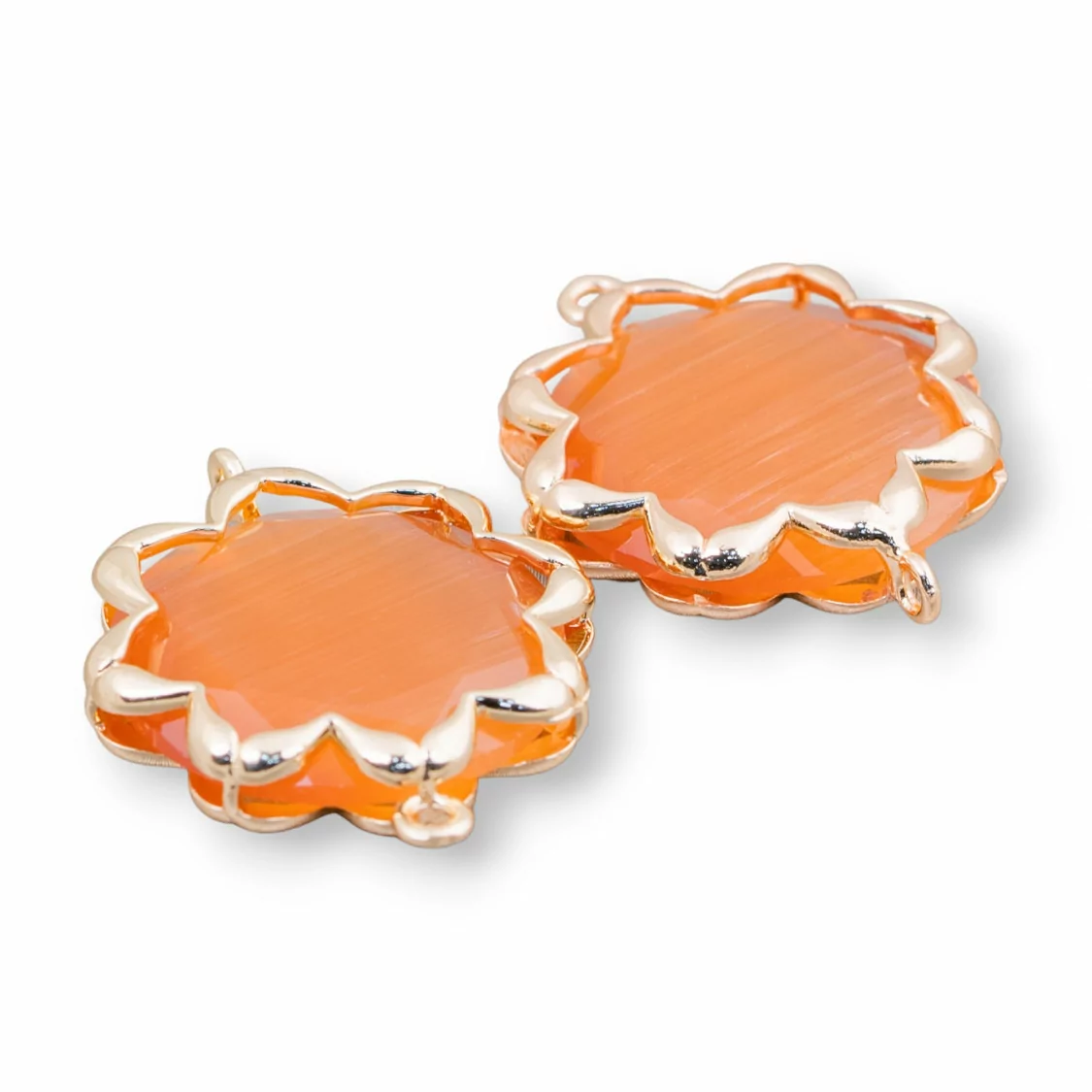 Connettore Componente Di Ottone Con Occhio Di Gatto Stella Del Mattino 25mm 4pz Arancio- STELLA DEL MATTINO | Worldofjewel.com