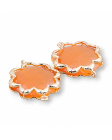 Connettore Componente Di Ottone Con Occhio Di Gatto Stella Del Mattino 25mm 4pz Arancio- STELLA DEL MATTINO | Worldofjewel.com