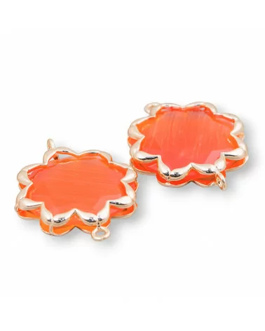 Connettore Componente Di Ottone Con Occhio Di Gatto Stella Del Mattino 25mm 4pz Arancio Intenso- STELLA DEL MATTINO | Worldofjewel.com