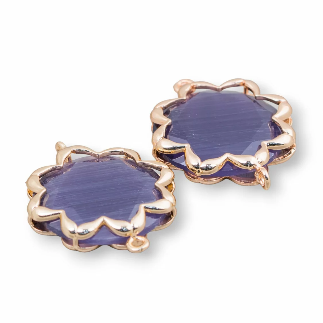 Connettore Componente Di Ottone Con Occhio Di Gatto Stella Del Mattino 25mm 4pz Violetto- STELLA DEL MATTINO | Worldofjewel.com