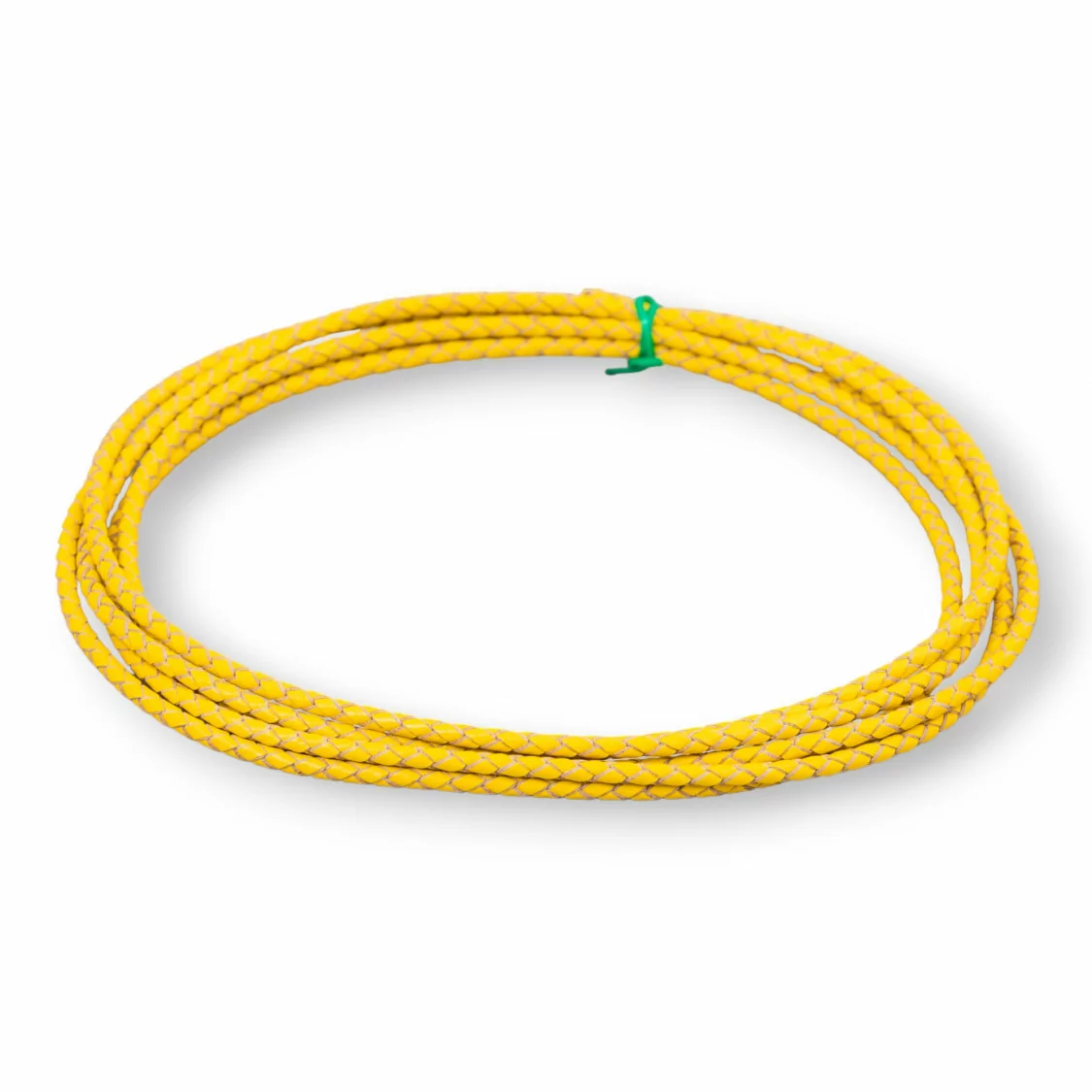 Cordone Di Vera Pelle Intrecciato 3mm 2 Metri Giallo-CORDONE DI PELLE | Worldofjewel.com