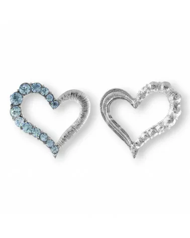 Distanziatore Di Ottone Con Strass Cuore Forato 30x26mm 15pz Celeste-CONNETTORI CON STRASS | Worldofjewel.com