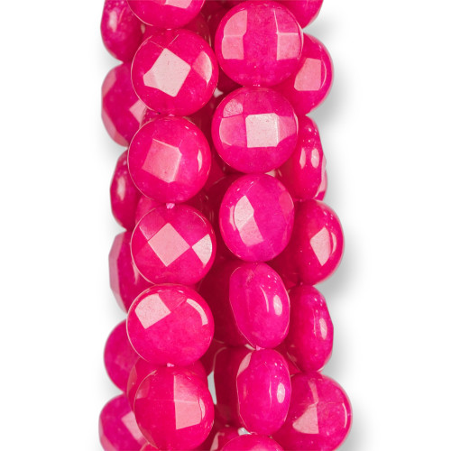 Fuchsia Jade Round Flat Faceted 14mm